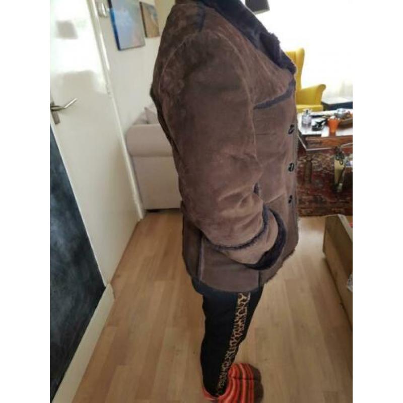 Bruin leren jas, maat 38