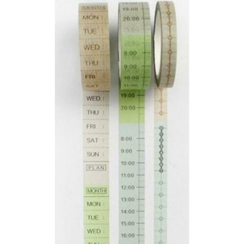 UREN en DAGEN MASKING TAPE. Super handig voor in je AGENDA
