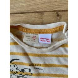 Z.g.a.n. Gestreept shirt, okergeel met diertjes, Zara, mt.74