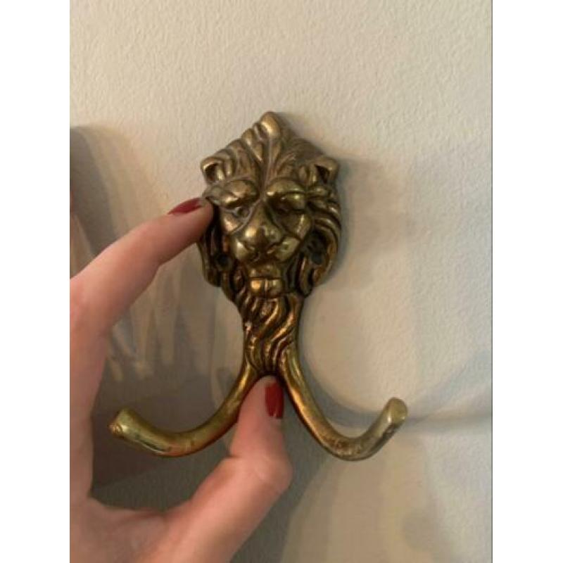 Kapstokhaak haak wandhaak leeuw messing goud