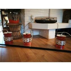 Vintage hanglamp 70s design kelken oranje retro chroom meta