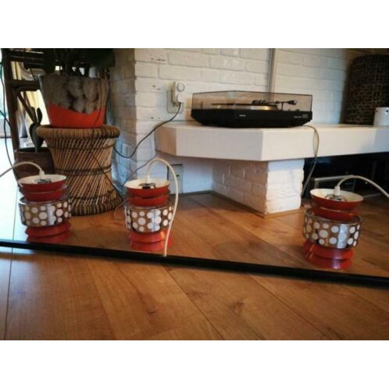 Vintage hanglamp 70s design kelken oranje retro chroom meta