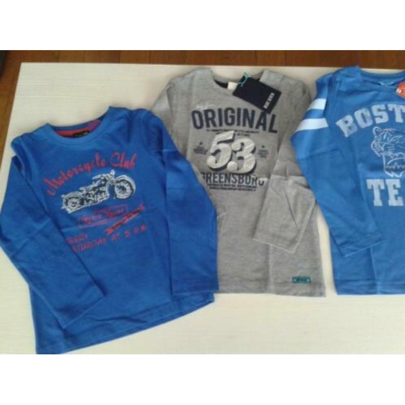 NIEUW 4 longsleeves 110 - 116 Blue Seven jongen pakket shirt