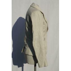 Stoere cremekleurige leren damesjasje.Mt XS.Max 'n Djune