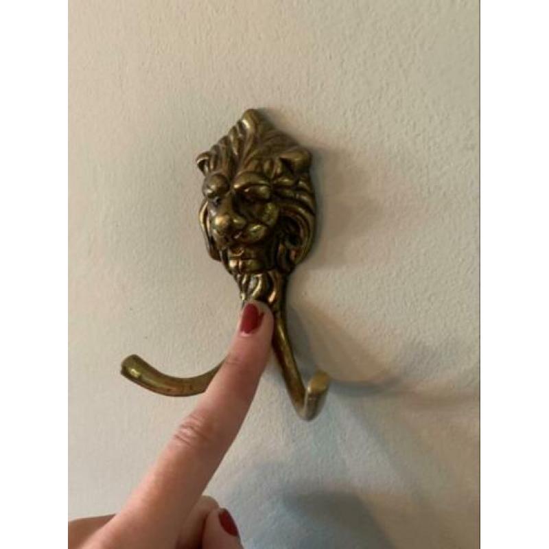 Kapstokhaak haak wandhaak leeuw messing goud