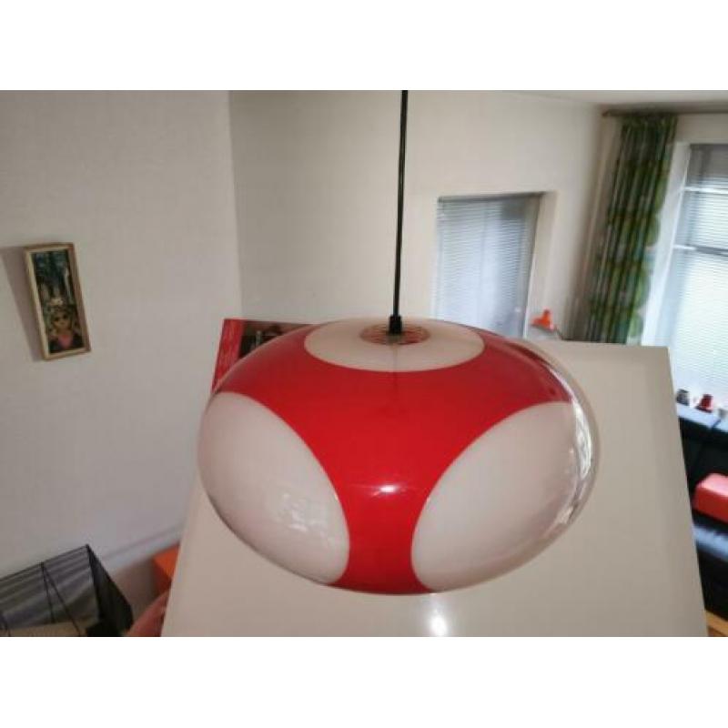 Retro hanglamp rood colani space age en bruin