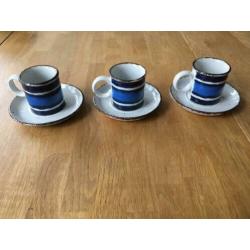 3 Midwinter kop en schotel blauw Stonehenge mokka/espresso