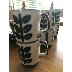 Boch Rambouillet vintage servies , bruin/ groen