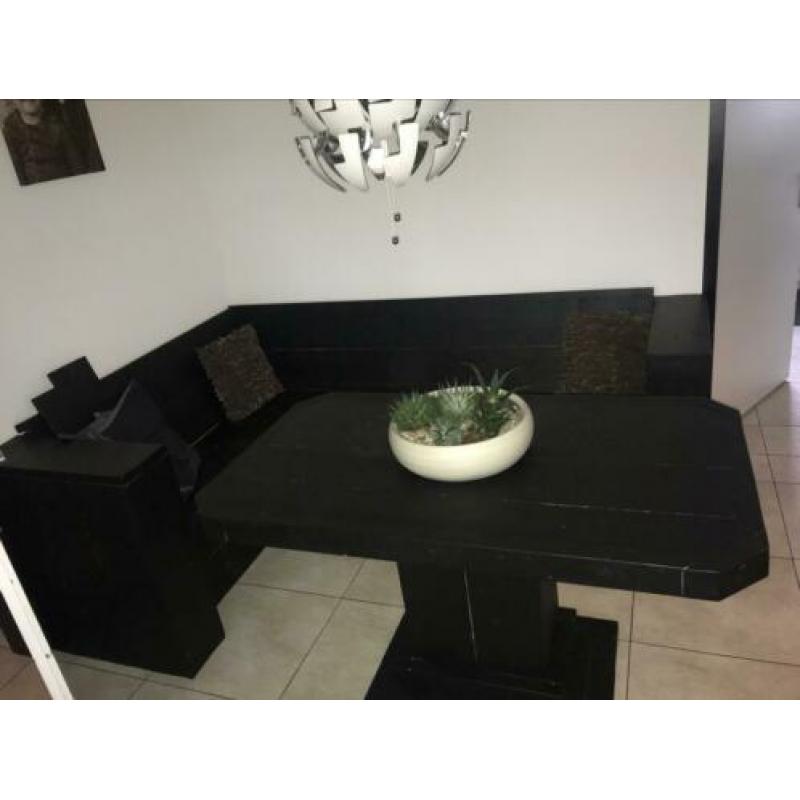 Steigerhout eethoek-set (hoekbank met tafel)