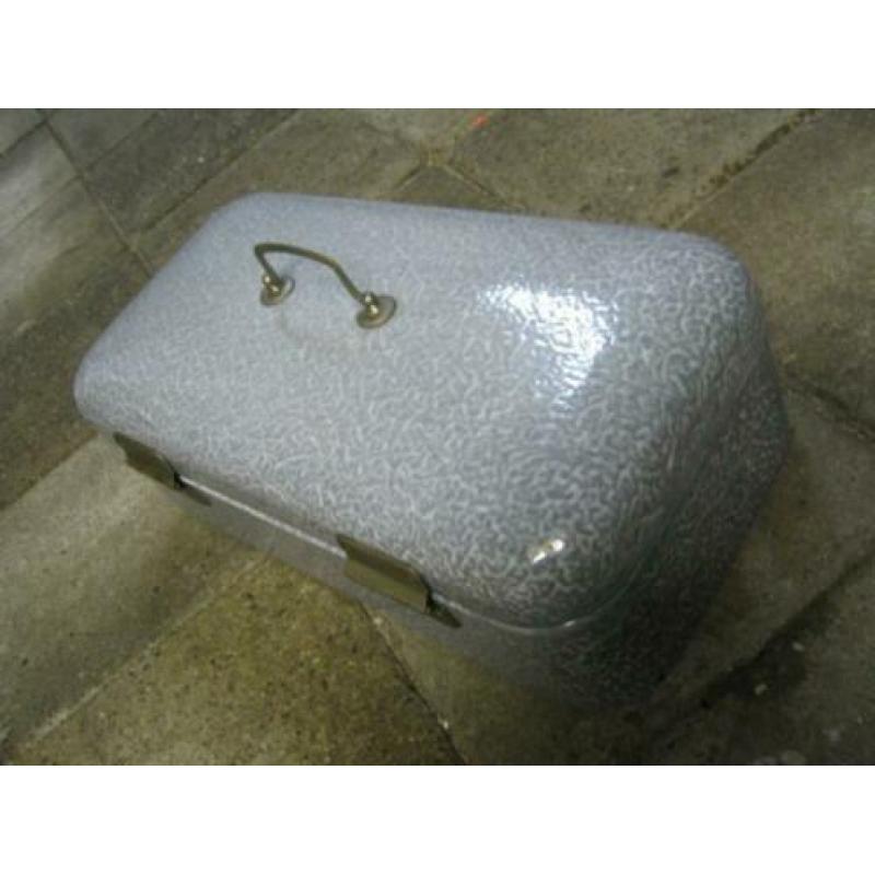 grijsgewolkt emaille broodtrommel, 46 x 24 x 15 cm