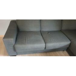 grijze stoffen hoekbank met longchair (rechts) Woood