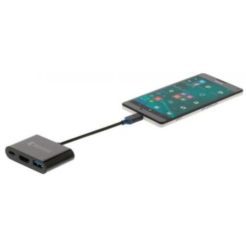 Multipoort USB C(3.1) naar VGA, USB C, USB A adapter NIEUW
