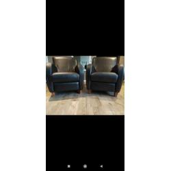Kalfsleren fauteuils, 2 stuks