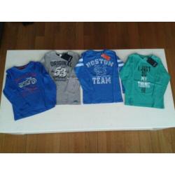 NIEUW 4 longsleeves 110 - 116 Blue Seven jongen pakket shirt