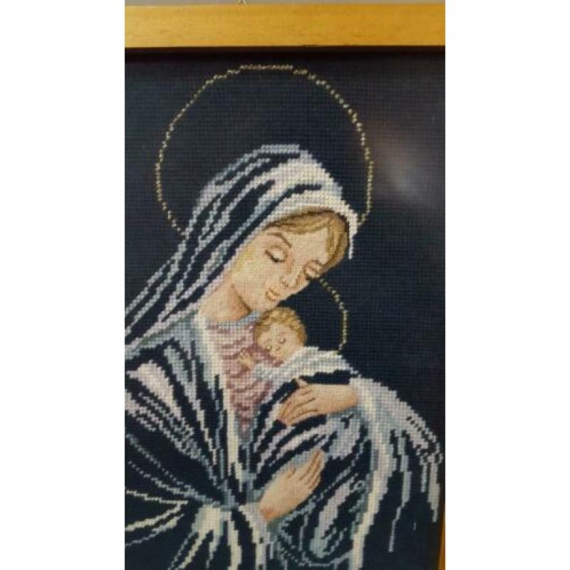 geborduurd schilderij maria en jezus