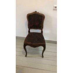 Houten stoel met lederen rug en zitting 1 stuks