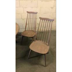 4 Vintage Luigi Ercolani design spijlenstoelen met tafel