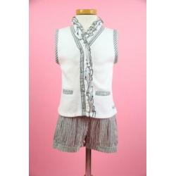 *NIEUW* Dottjes set met top en short wit grijs maat 110/116