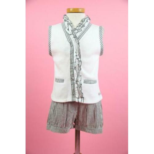 *NIEUW* Dottjes set met top en short wit grijs maat 110/116