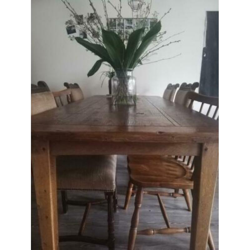 6 persoons eikenhouten tafel