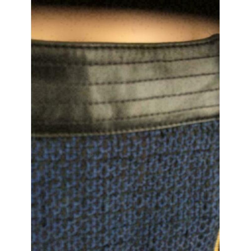 C956 MEXX maat 42=L blauw zwart wollen rokje rok tweed