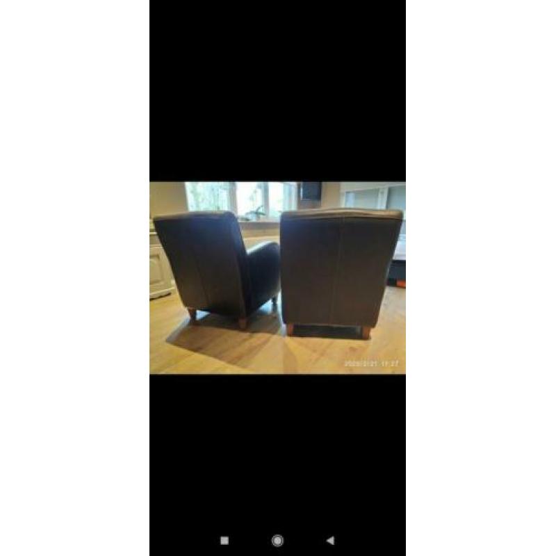 Kalfsleren fauteuils, 2 stuks