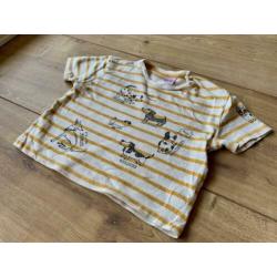 Z.g.a.n. Gestreept shirt, okergeel met diertjes, Zara, mt.74