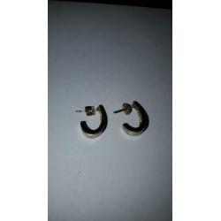 Oorbellen goud op zilver