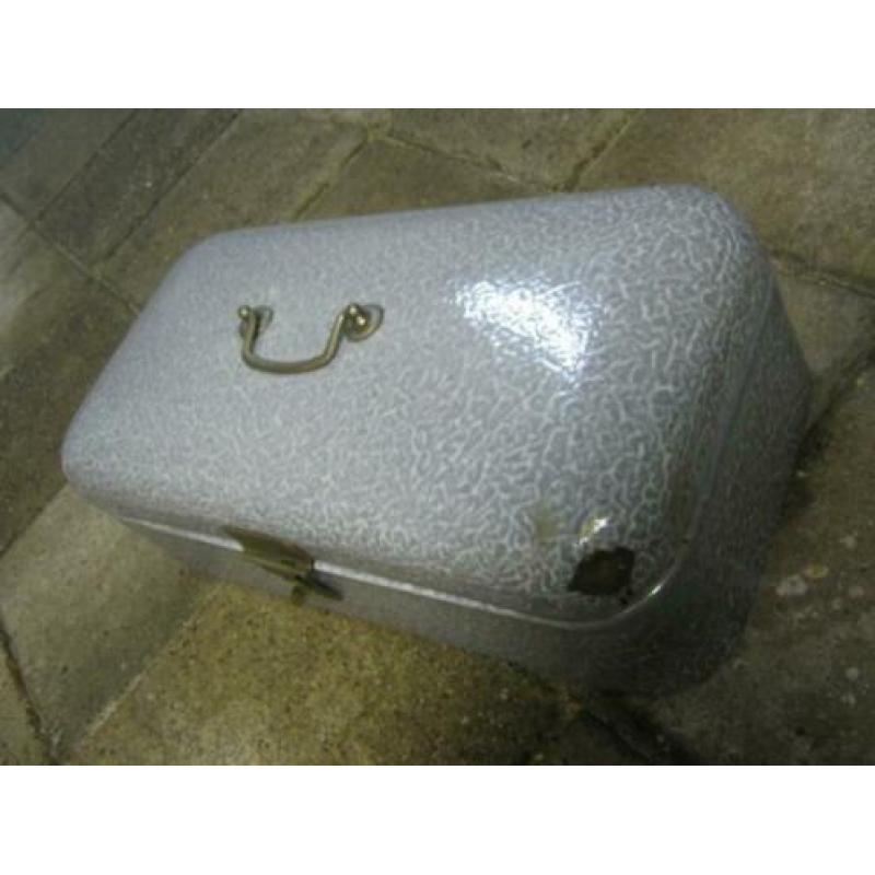 grijsgewolkt emaille broodtrommel, 46 x 24 x 15 cm
