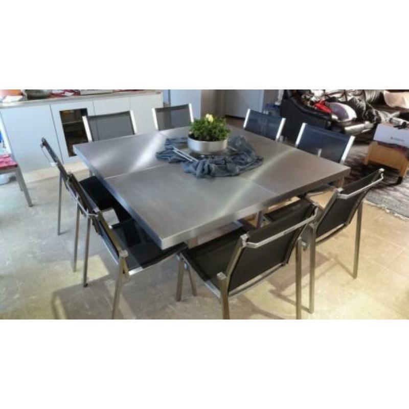 exclusieve design tafel vierkant Valeur Val-eur inox rvs