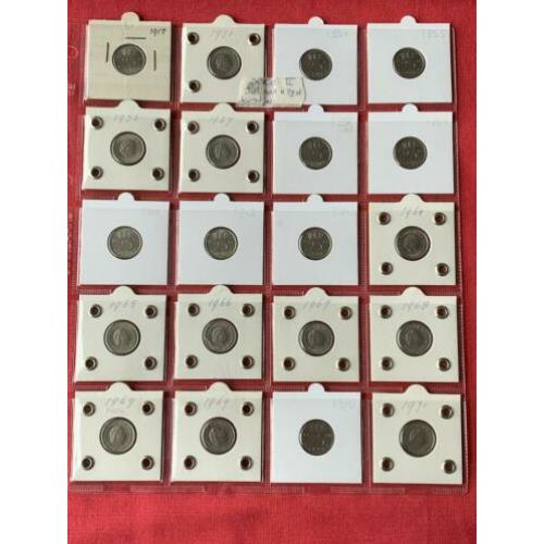 Complete Serie 2 Juliana Kwartjes ‘50 t/m ‘80 incl 2x ‘69V+H