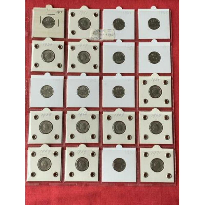 Complete Serie 2 Juliana Kwartjes ‘50 t/m ‘80 incl 2x ‘69V+H