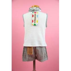 *NIEUW* Dottjes set met top en short wit grijs maat 110/116