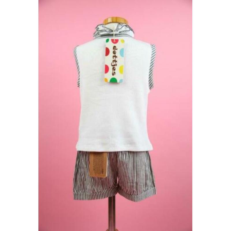 *NIEUW* Dottjes set met top en short wit grijs maat 110/116