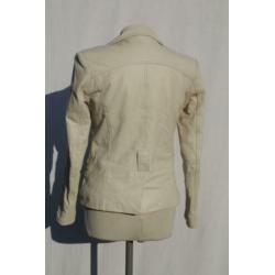 Stoere cremekleurige leren damesjasje.Mt XS.Max 'n Djune
