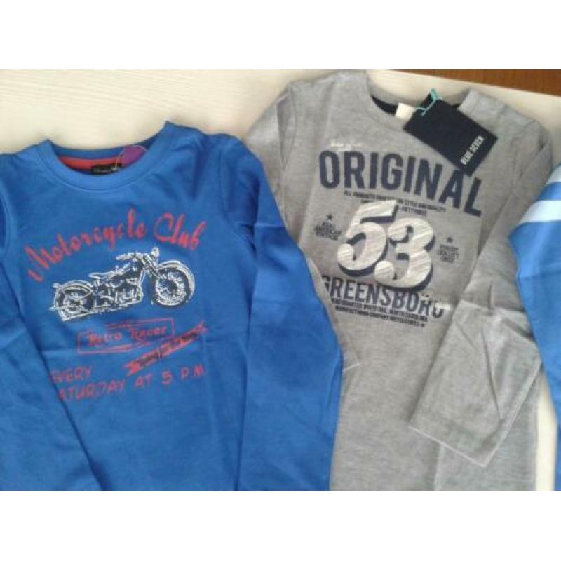 NIEUW 4 longsleeves 110 - 116 Blue Seven jongen pakket shirt