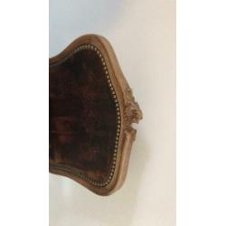Houten stoel met lederen rug en zitting 1 stuks