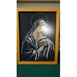 geborduurd schilderij maria en jezus