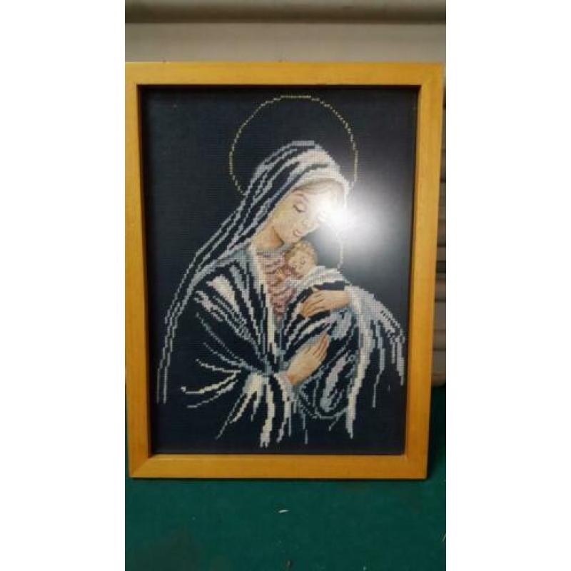 geborduurd schilderij maria en jezus