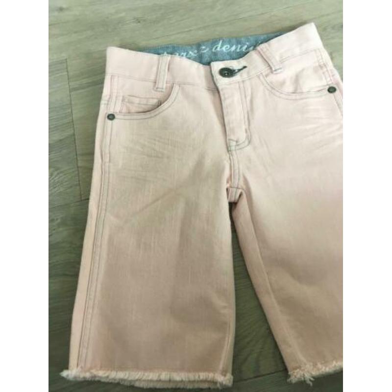 BOR'Z bermuda jeans broek NIEUW zacht roze mt 122 / 128 D5
