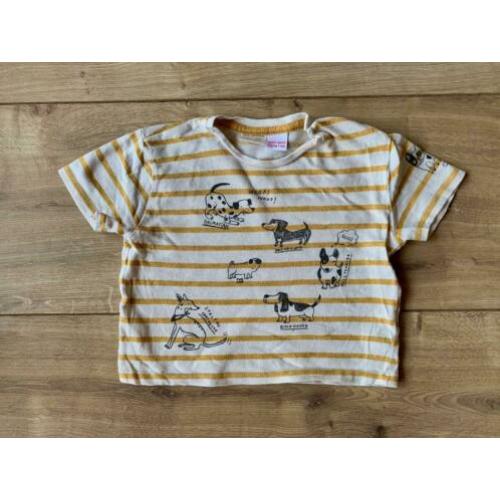 Z.g.a.n. Gestreept shirt, okergeel met diertjes, Zara, mt.74