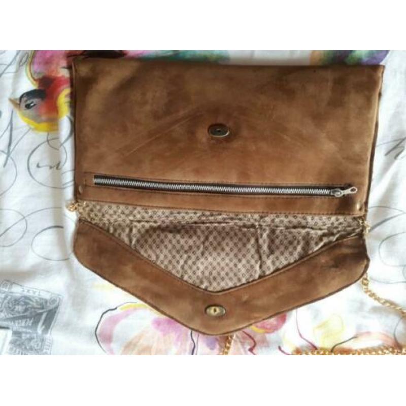 Tas6 - ZGAN bruine suedeachtige vintage tas (1)