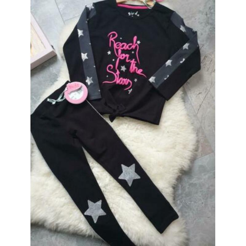 Maat 110 NIEUWE Meisjes Top met Legging setje BIRDS