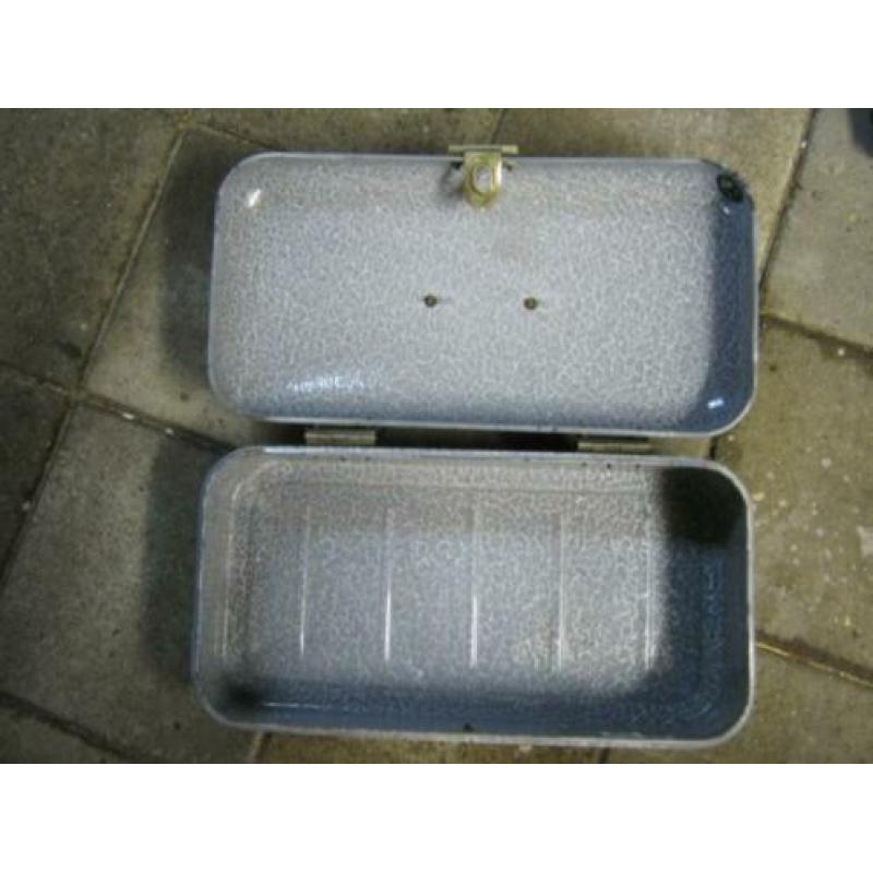 grijsgewolkt emaille broodtrommel, 46 x 24 x 15 cm