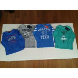 NIEUW 4 longsleeves 110 - 116 Blue Seven jongen pakket shirt