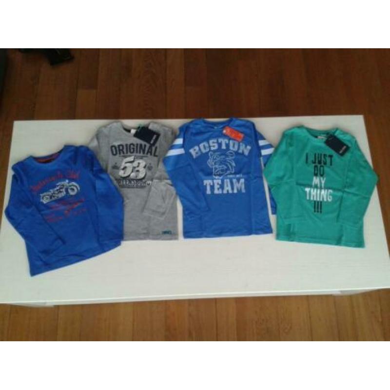 NIEUW 4 longsleeves 110 - 116 Blue Seven jongen pakket shirt