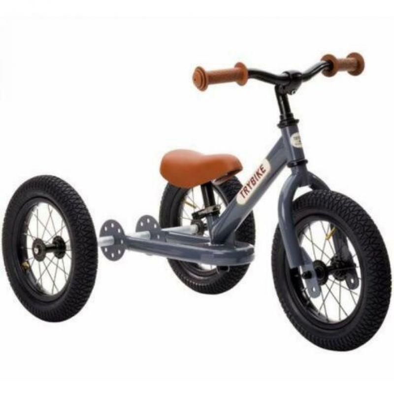 TryBike Vintage GRIJS driewieler- Tweewieler Nieuw in elkaar