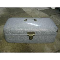 grijsgewolkt emaille broodtrommel, 46 x 24 x 15 cm
