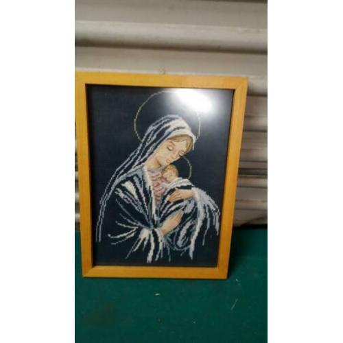 geborduurd schilderij maria en jezus