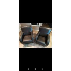 Kalfsleren fauteuils, 2 stuks